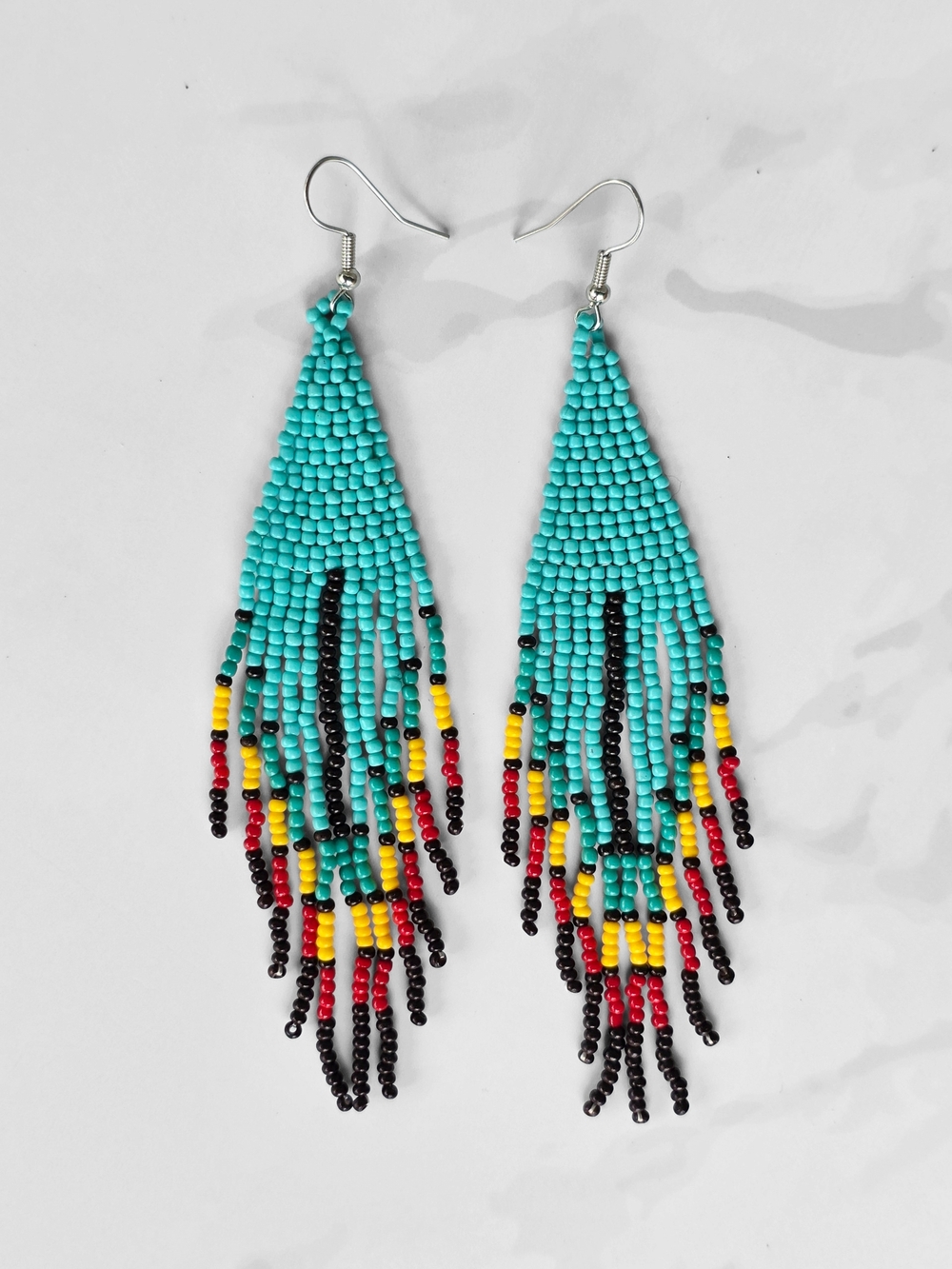 Blue Lagoon Boho Fringe Beaded Earrings Southwestern Boheme - Picture 3 of 3